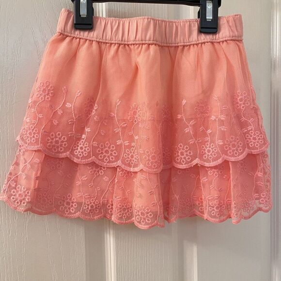 Carter's Pink Eyelet Embroidered Tulle Lace Skirt Scalloped Girls Size 4t NWT - Picture 3 of 9